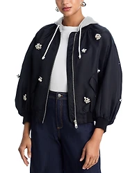 Cinq a Sept Hooded Embellished Jacket