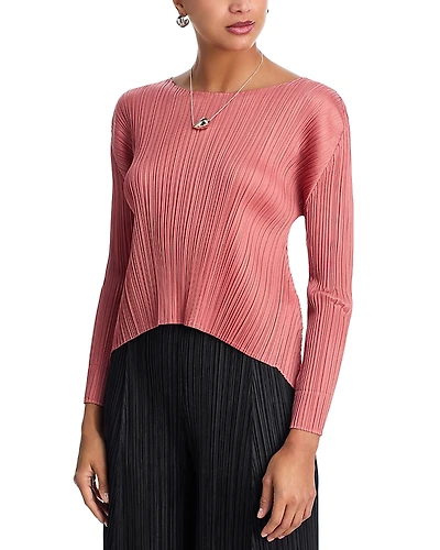 Pleats Please Issey Miyake Pleated Long Sleeved Top