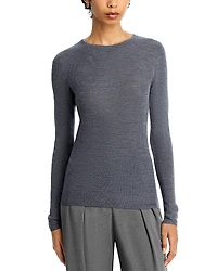 Majestic Filatures Rib Knit Long Sleeve Striped Sweater