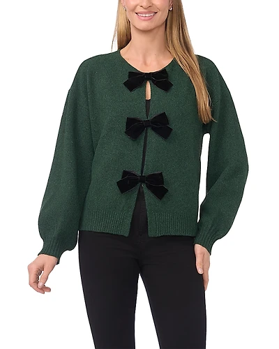 CeCe Bow Closure Cardigan Sweater