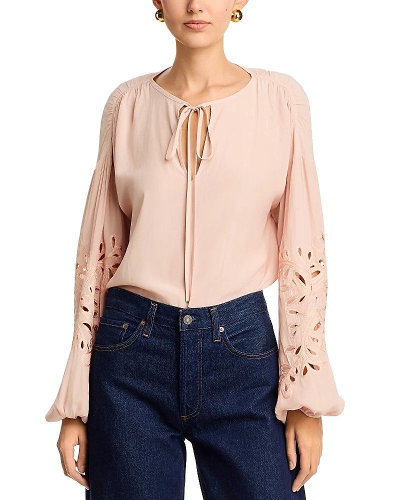 Ramy Brook Zenaida Eyelet Sleeve Top