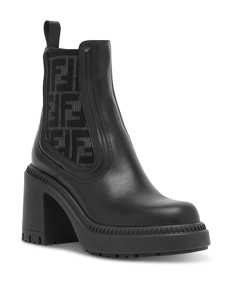 Fendi Women's Domino Leather Biker Boots
