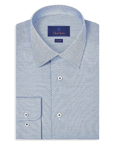 David Donahue Trim Fit Textured Micro Twill Dress Shirt