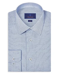David Donahue Trim Fit Textured Micro Twill Dress Shirt