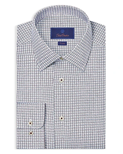 David Donahue Trim Fit Twill Check Dress Shirt