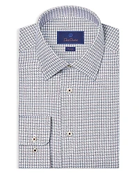 David Donahue Trim Fit Twill Check Dress Shirt