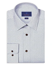 David Donahue Trim Fit Geometric Print Dress Shirt