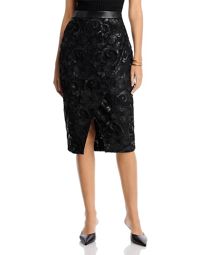 Elie Tahari Vivienne Faux Wrap Lace Skirt