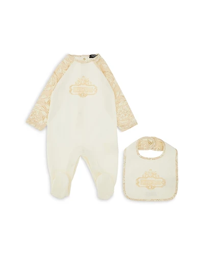 Versace Unisex Stretch Jersey Footie and Bib Set - Baby