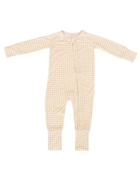 Mottete Boys' Sandstone Gingham Bamboo Sleeper - Baby