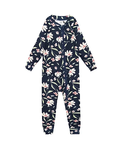 Deux par Girls' One-Piece Thermal Underwear Flower - Little Kid
