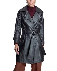 Maximilian Leather Belted Trench