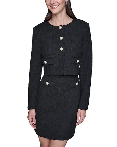 Karl Lagerfeld Paris Tweed Cropped Jacket