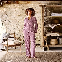 Christy Gingham Ruffle Cotton Pajama Set