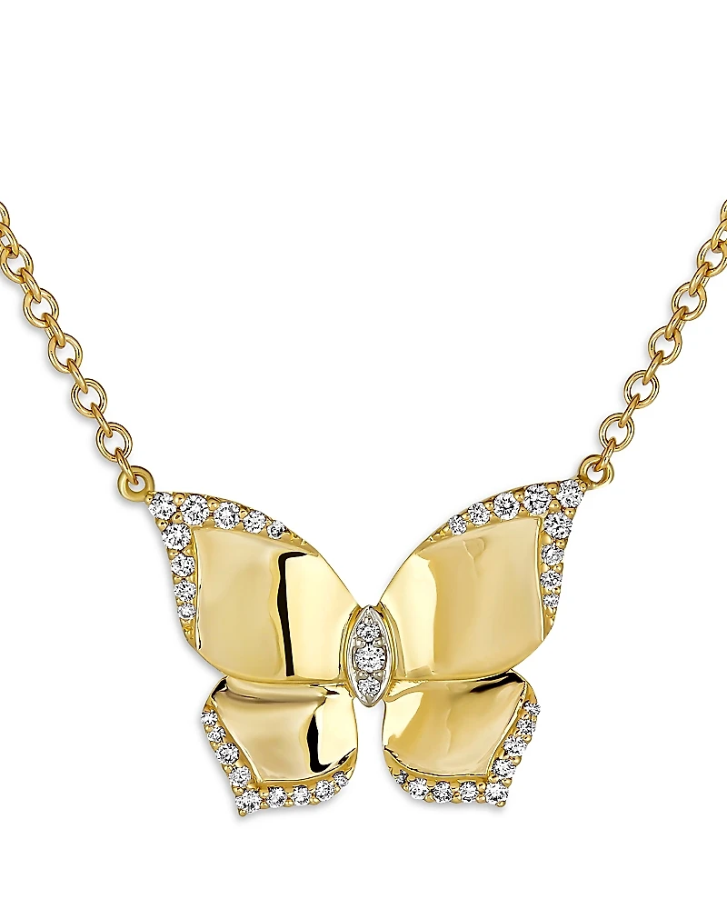 Piranesi 18K Yellow Gold Butterfly Diamond Oro Pendant Necklace