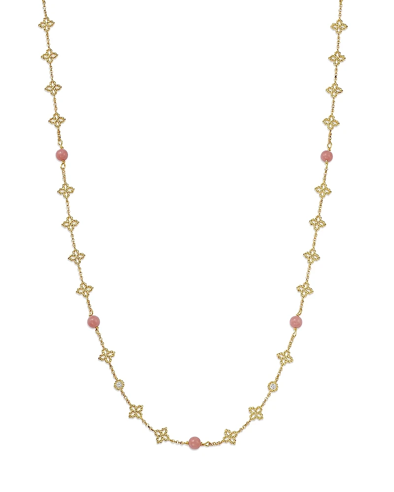 Roberto Coin 18K Yellow Gold Principessa Pink Opal & Diamond Flower Collar Necklace, 16-18