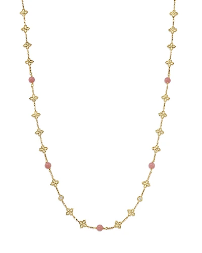 Roberto Coin 18K Yellow Gold Principessa Pink Opal & Diamond Flower Collar Necklace, 16-18