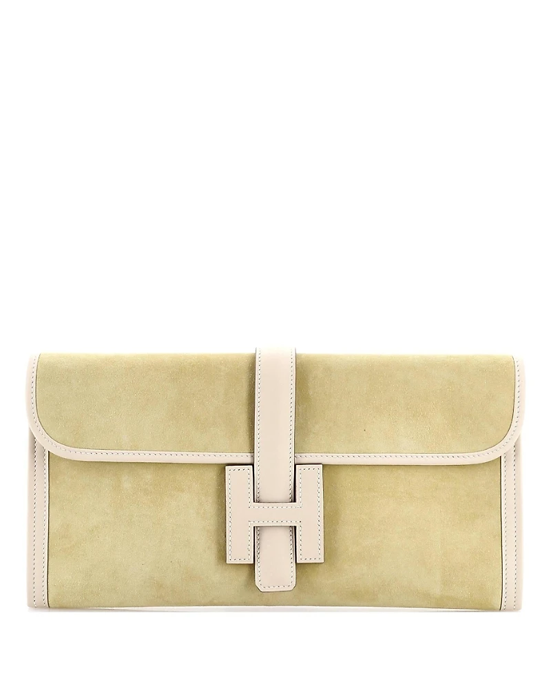 Pre-Owned HERMES 29 Jige Elan Clutch Doblis Suede