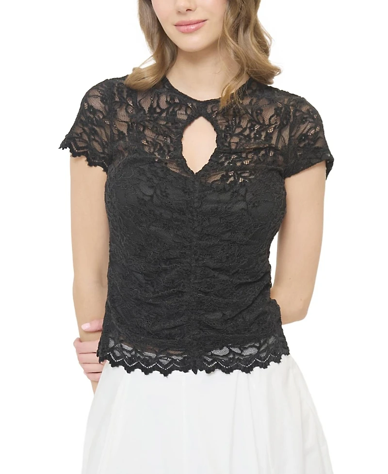 Central Park West Women's Stella Ruched Lace Top
