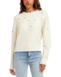 Karen Kane Rhinestone Embroidered Flower Sweater