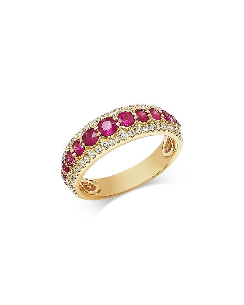 Bloomingdale's Fine Collection Ruby & Diamond Three Row Band