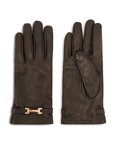Reiss Harriet Leather Hardware Gloves