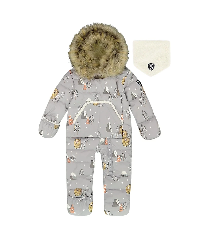 Deux par Boys' One-Piece Snug Snowsuit Designed for Car Seat Bear - Baby