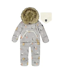 Deux par Boys' One-Piece Snug Snowsuit Designed for Car Seat Bear - Baby