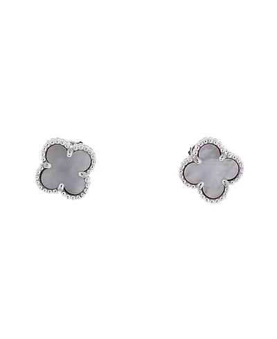 Pre-Owned Van Cleef & Arpels Sweet Alhambra Stud Earrings 18K White Gold and Mother of Pearl