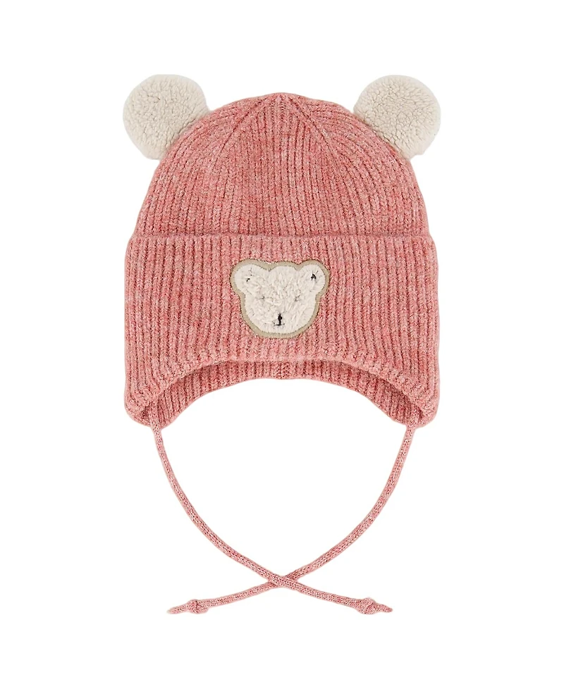 Deux par Girls' Lined Winter Knit Hat with Ear Flaps - Baby