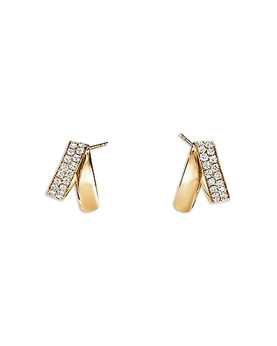 Hearts On Fire 18K Yellow Gold Inside Out Diamond Flip Huggie Hoop Earrings