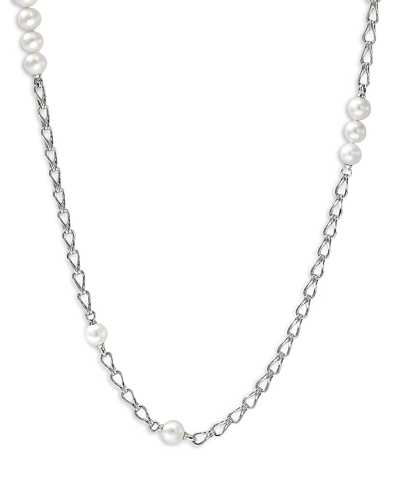 John Hardy Sterling Silver Surf Cultured Freshwater Pearl Station Long Length Necklace, 36