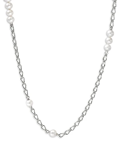 John Hardy Sterling Silver Surf Cultured Freshwater Pearl Station Long Length Necklace, 36