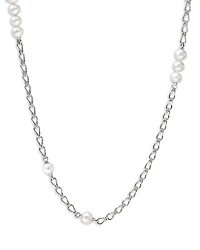 John Hardy Sterling Silver Surf Cultured Freshwater Pearl Station Long Length Necklace, 36