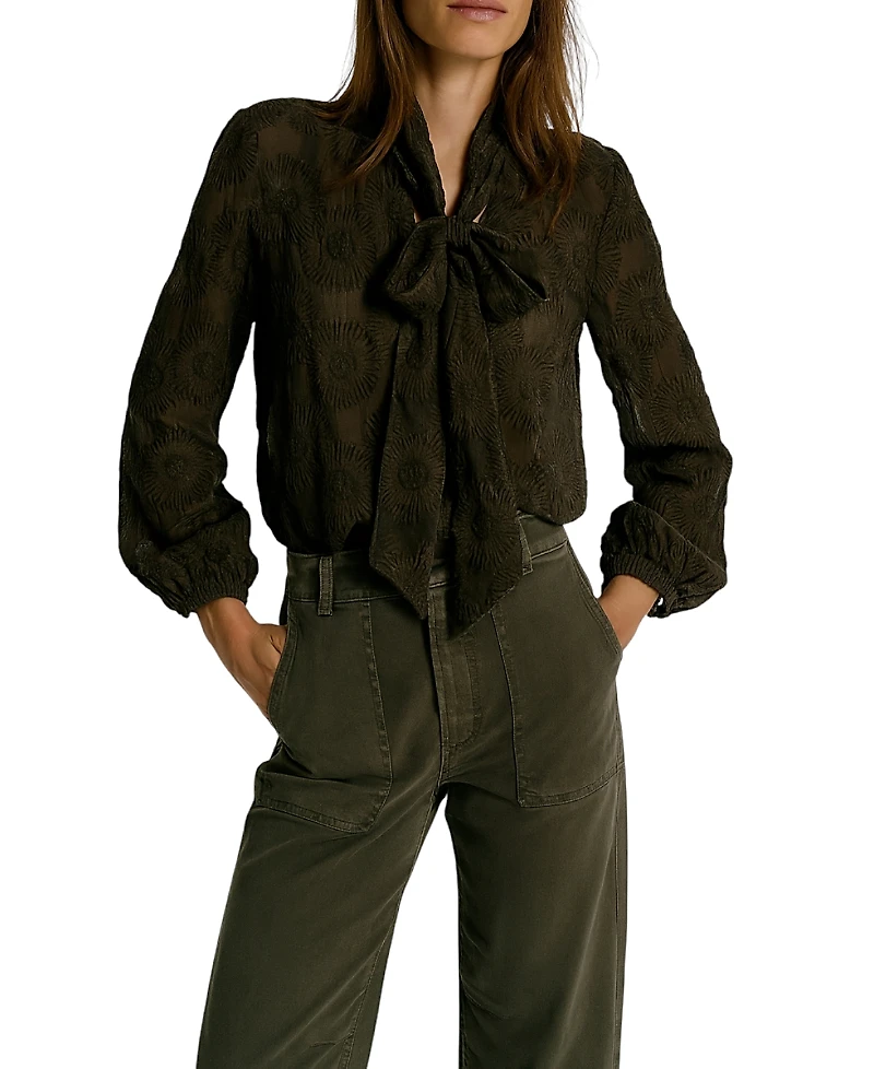 Mint Velvet Women's Floral Tie Neck Blouse