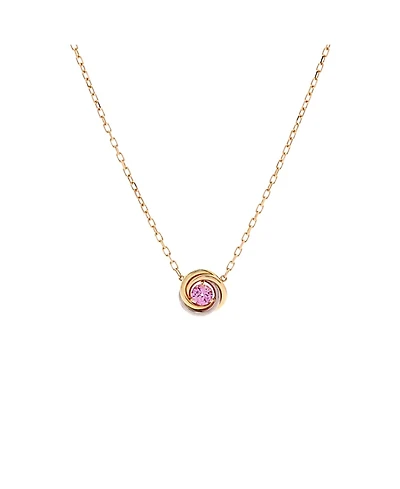 Pre-Owned Cartier Trinity Diamond Pendant Necklace 18K Tricolor Gold and Pink Sapphire, 15.25 - 16.5"