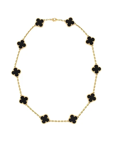 Pre-Owned Van Cleef & Arpels Vintage Alhambra 10 Motifs Necklace 18K Gold and Onyx, 16.75"