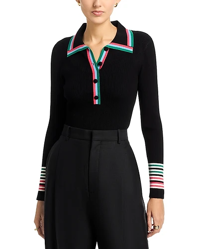 T Tahari Long Sleeve Collared Pullover Sweater