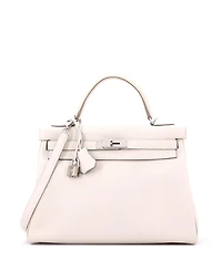 Pre-Owned HERMES Kelly 32 Handbag Light Togo with Palladium Hardware