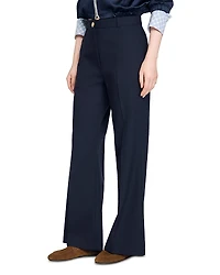 Sandro Lionel Straight Wide Leg Wool Blend Trousers