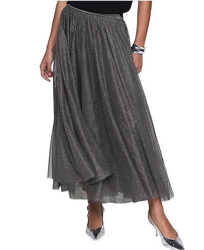 Mint Velvet Women's Metallic Tulle Midi Skirt