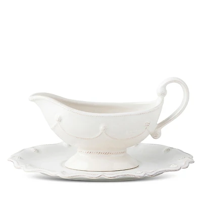 Juliska Berry & Thread Whitewash Sauce Boat and Stand