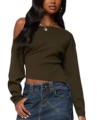 Edikted Chenelle Asymmetric Off Shoulder Sweater