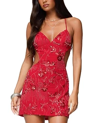 Edikted Annalee Backless Beaded Chiffon Mini Dress
