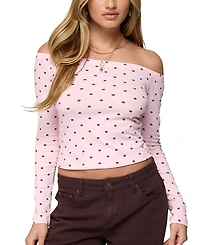 Edikted Leandra Off Shoulder Polka Dot Top