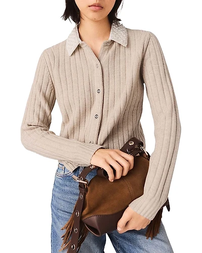 Maje Removable Collar Cardigan