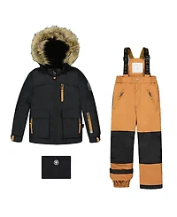 Deux par Deux Boys' Two-Piece Play Snowsuit with Contrast Colorblocked Jacket - Little Kid, Big Kid