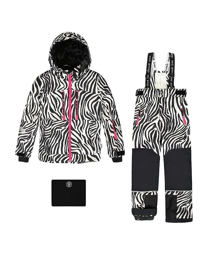 Deux par Girls' Two-Piece Zebra Teknik Snowsuit - Little Kid, Big Kid
