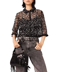 Maje Sequinned Tulle Top