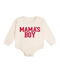 Sweet Wink Boys' Mama's Boy Varsity Patch Valentine's Day Long Sleeve Romper - Baby